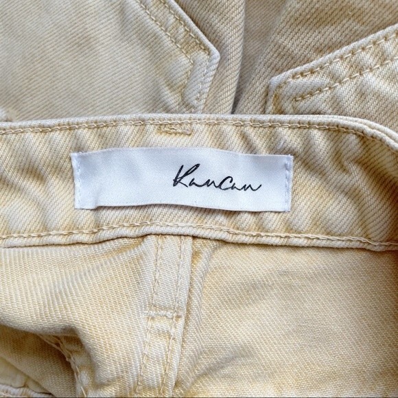 KanCan High Waist Distressed Denim Jean Shorts Mustard Yellow Women’s Size Small - Picture 7 of 12